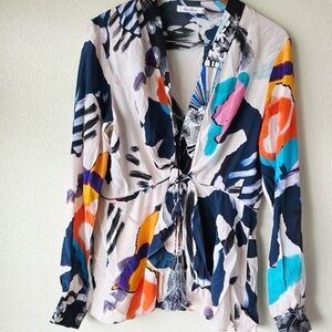 Robert Graham Anthropologie Multicolor Abstract Blouse